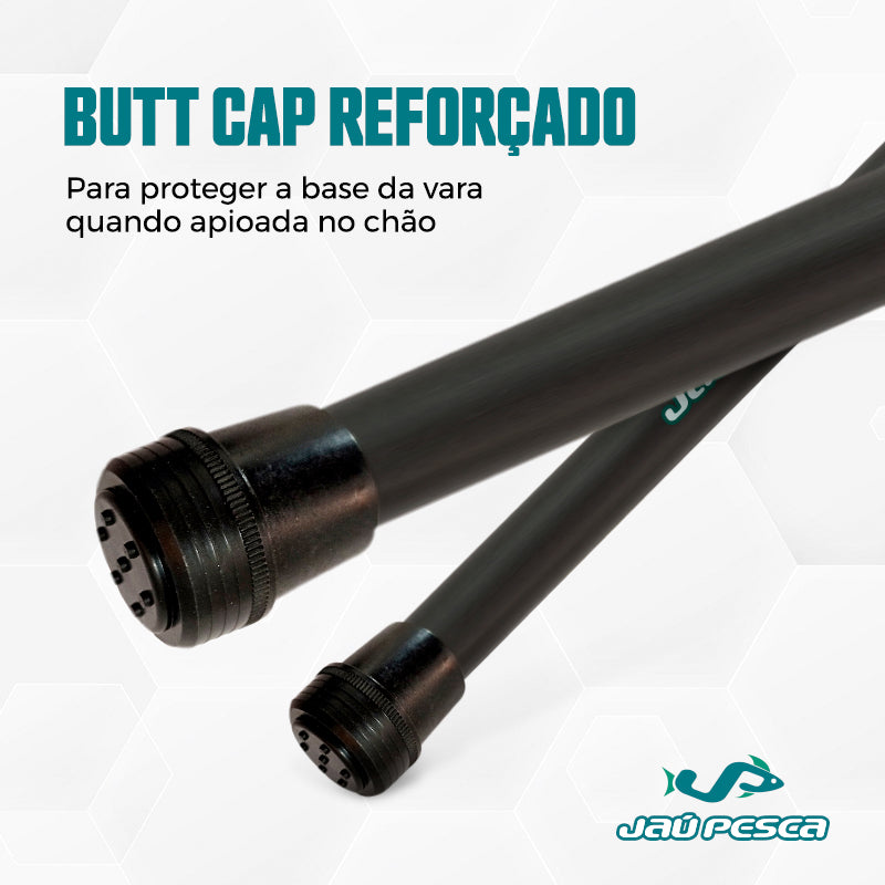 Kit 01 Vara Telescópica Gomo Longo JP Traira 6,00m Verde Jaú Pesca e Ace