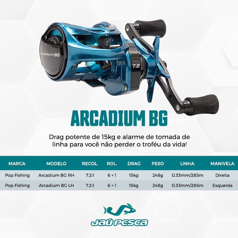Kit Vara Carretilha JP TAMBAQUI PRO 2,40 mts 60 lbs + Arcadium BG e Linha
