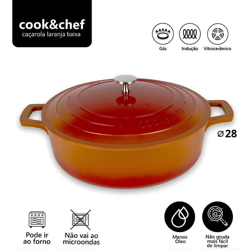 Caçarola Antiaderente Baixa Cook & Chef