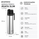Garrafa Térmica Ágata Slim 1L Inox - Soprano