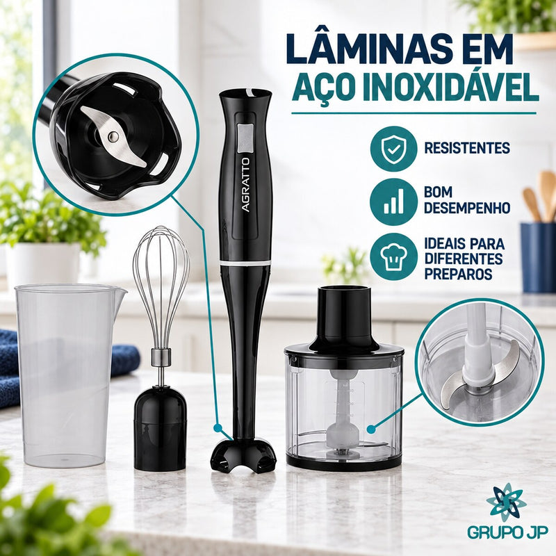 Mixer 3 em 1 200W com Copo e Processador – Agratto