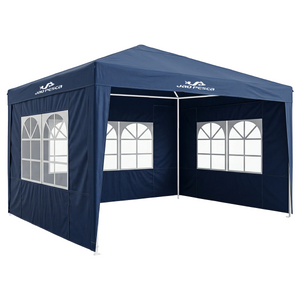 Tenda Gazebo Com Cortinas Jaú Pesca Desmontável Para Uso Externo 3x3x2,45 4 Cordas e 4 Estacas (Branco ou Azul)