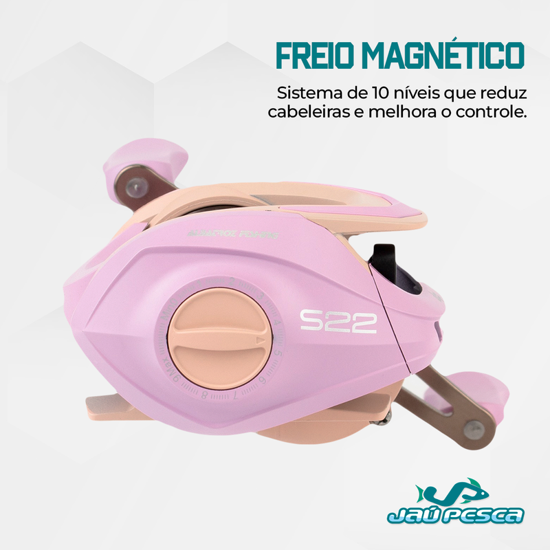 Kit Vara New Diamond 1,50m + Carretilha S22 Rosa Esquerda e Linha mono