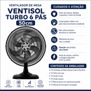 Ventilador de Mesa Turbo 6 Pás 50cm Preto 135W - Ventisol