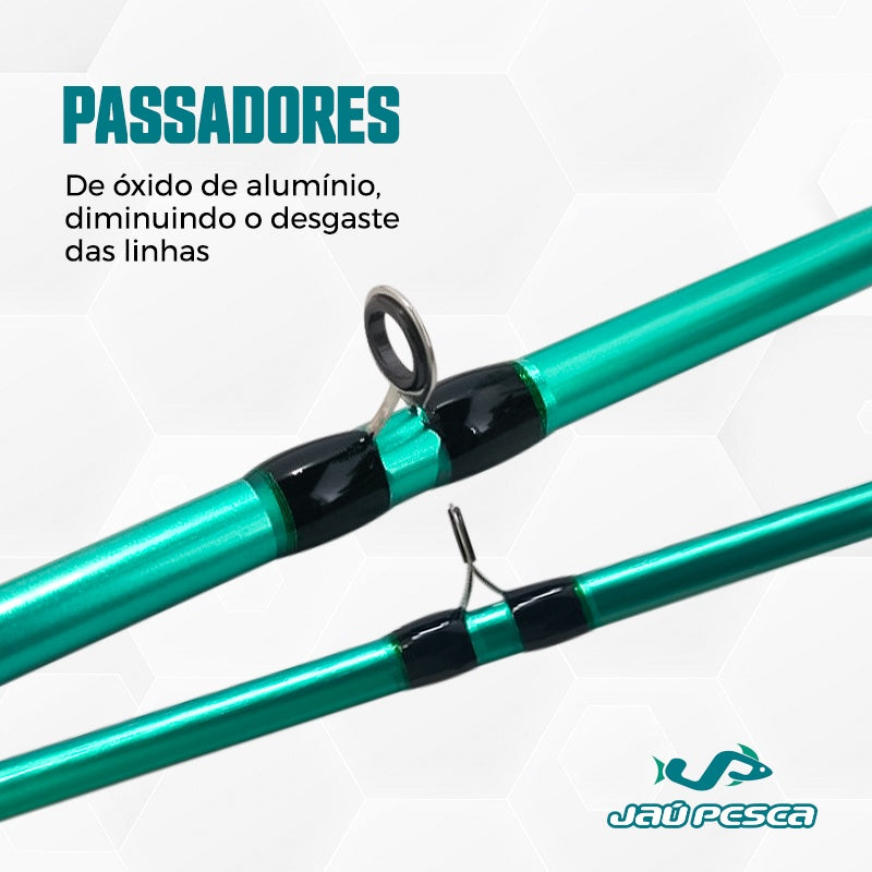 Kit De Pesca Vara Carretilha JP TAMBAQUI PRO 2,40 mts 60 lbs + LX e Linha