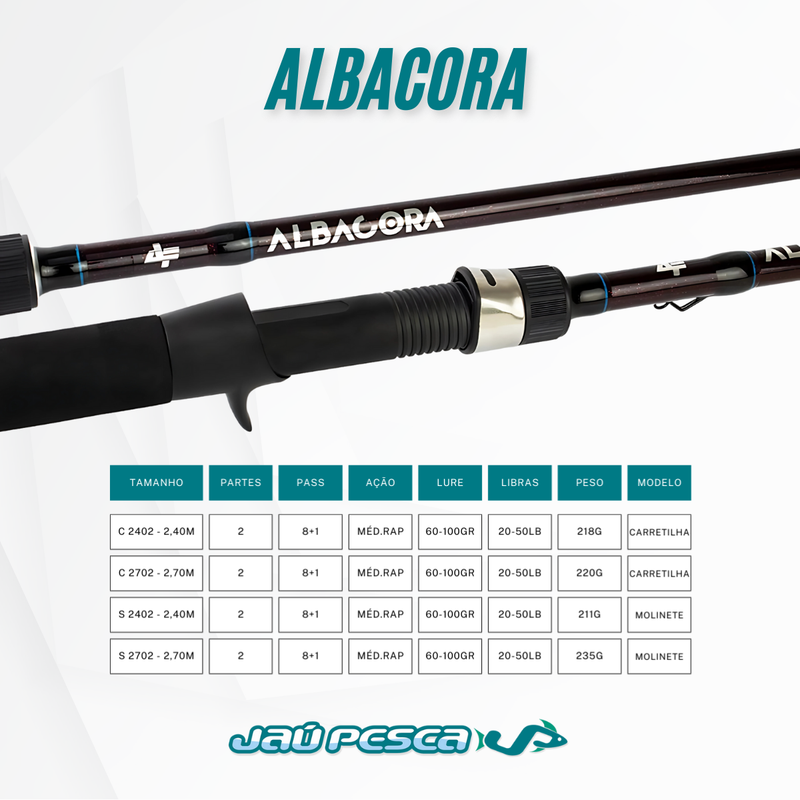 Vara Carretilha ALBACORA C2402 2,40m 50lbs 2P Albatroz