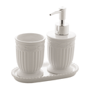 Conjunto Banheiro 3 Peças de Cerâmica Greece Branco e Prata - Lyor