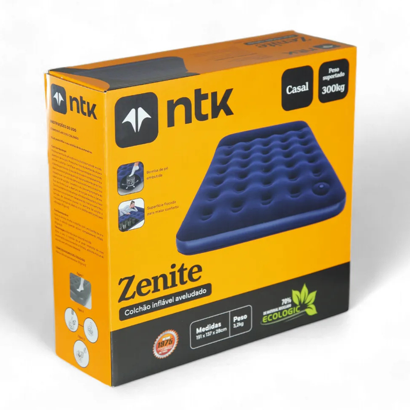 COLCHAO ZENITE CASAL UNICA + BOMBA DE AR MANUAL 30CM COM 3 BICOS
