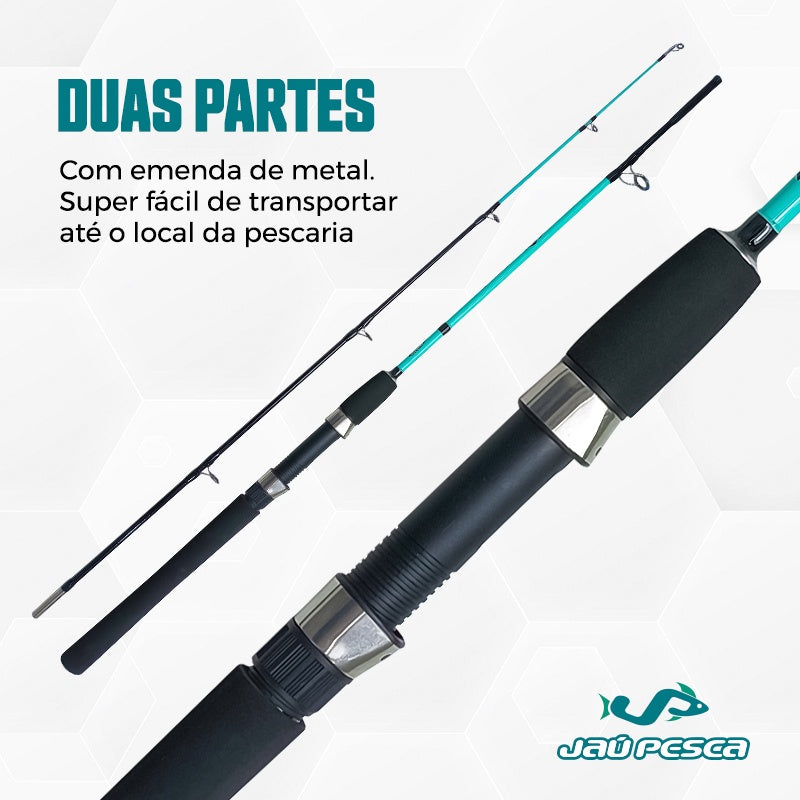 Kit De Pesca Vara Frost 1,50m 25Lbs e Molinete 2000 6Kg e Linha Mono