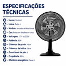 Ventilador de Mesa Turbo 6 Pás 40cm Preto 80W - Ventisol
