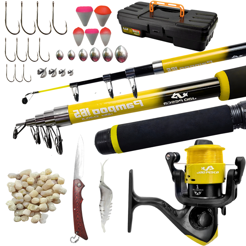 Kit De Pesca S200 Vara Molinete e Acessórios Meli Pesca Jau