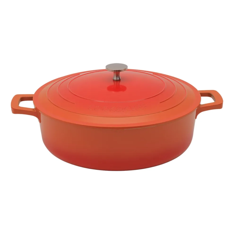 Caçarola Baixa Cinza C/ Tampa De Vidro 30cm /2L