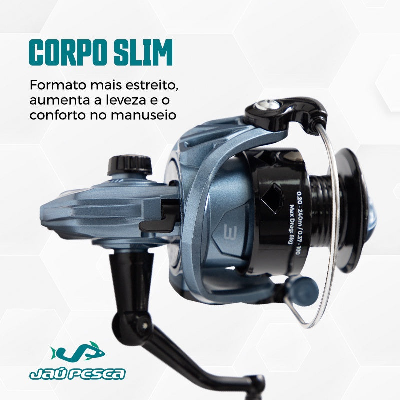 Kit Vara New Tamba Max 30-60lbs 2,40 + Molinete Austin 5000 - Jaú Pesca - Acqua