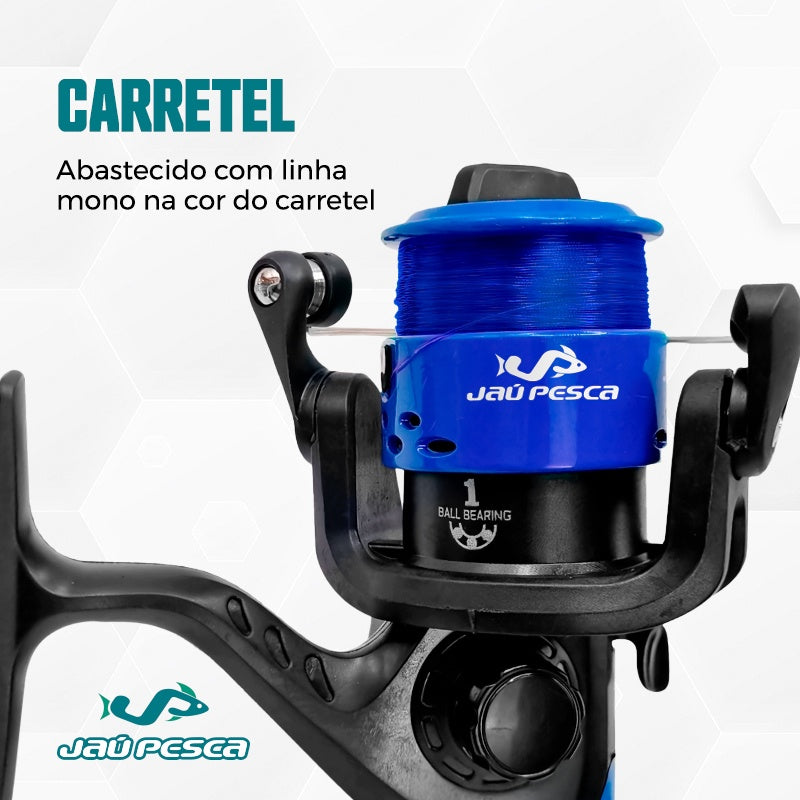 Kit De Pesca Duplo Vara + Molinete e Acessorios (Completo)