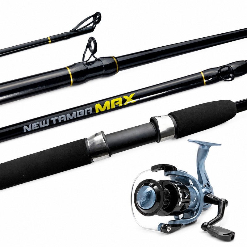 Kit Vara New Tamba Max 30-60lbs 2,40 + Molinete Austin 5000 - Jaú Pesca - Preto