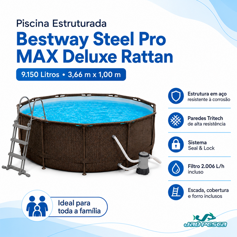 Piscina Estruturada Prestige 9.150L com Escada  - Bestway