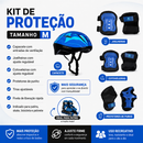 Kit Patins Inline Radical Ajustavel Azul + Proteção Completa Azul M - Bel Sports