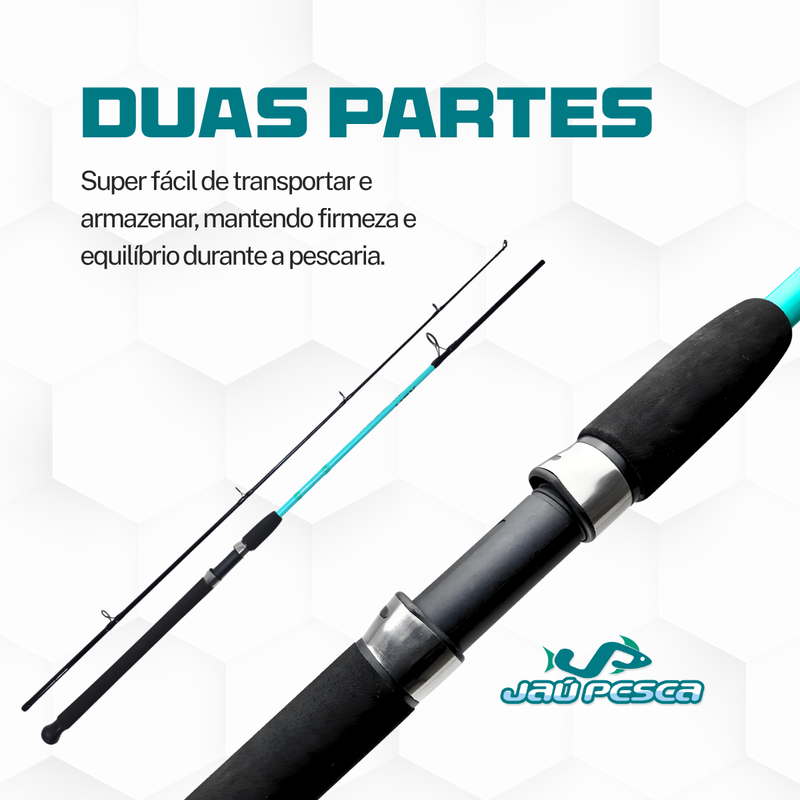 Kit Vara New Tamba Max 30-60lbs 2,40 + Molinete Austin 5000 - Jaú Pesca - Acqua
