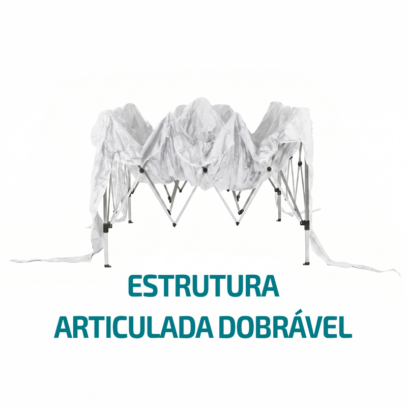Tenda Gazebo Com Cortinas Jaú Pesca Sanfonado Dobrável Para Uso Externo 3x3x2,55 4 Cordas e 4 Estacas (Branco ou Azul)