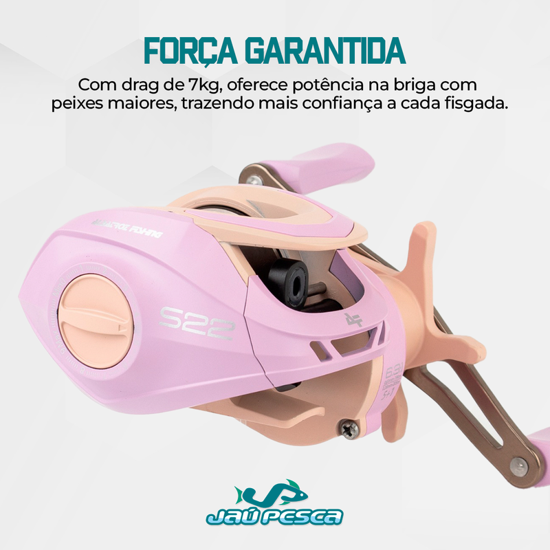 Kit Vara New Diamond 1,50m + Carretilha S22 Rosa Esquerda e Linha mono
