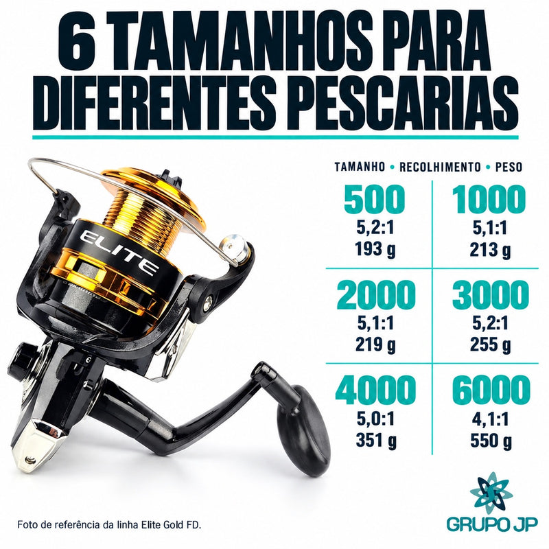 Molinete Elite Gold com 2+1 Rolamentos - Marine Sports