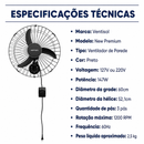 Ventilador de Parede New Premium 60cm Preto 147W - Ventisol