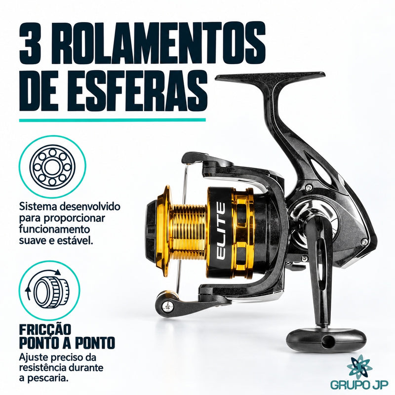 Molinete Elite Gold com 2+1 Rolamentos - Marine Sports