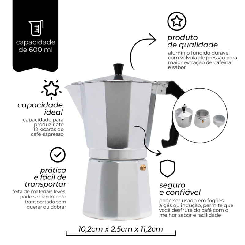 Cafeteira Alumínio Para 12 Xicaras - Mimo Style