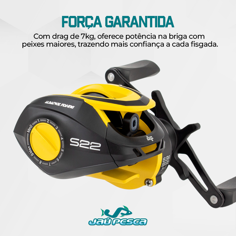 Kit Vara New Diamond 1,50m + Carretilha S22 Yellow Direita e Linha mono