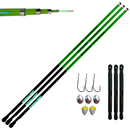 Kit 03 Vara Telescópica Gomo Longo JP Traira 3,00m Verde Jaú Pesca e Ace