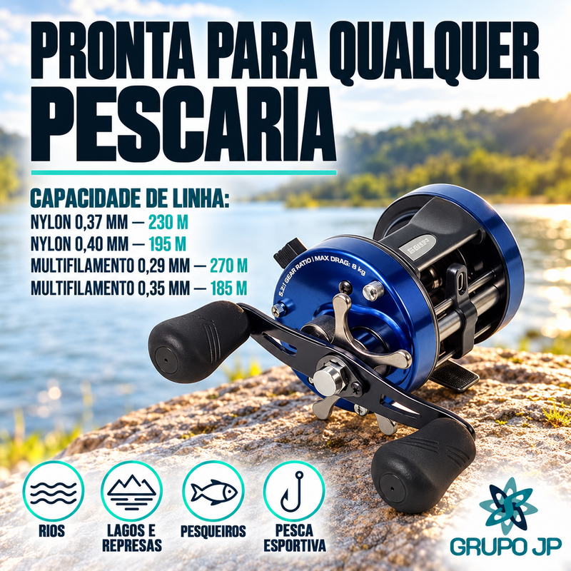 Carretilha Caster EVO 400  3+1 Rolamentos 8kg Drag - Marine