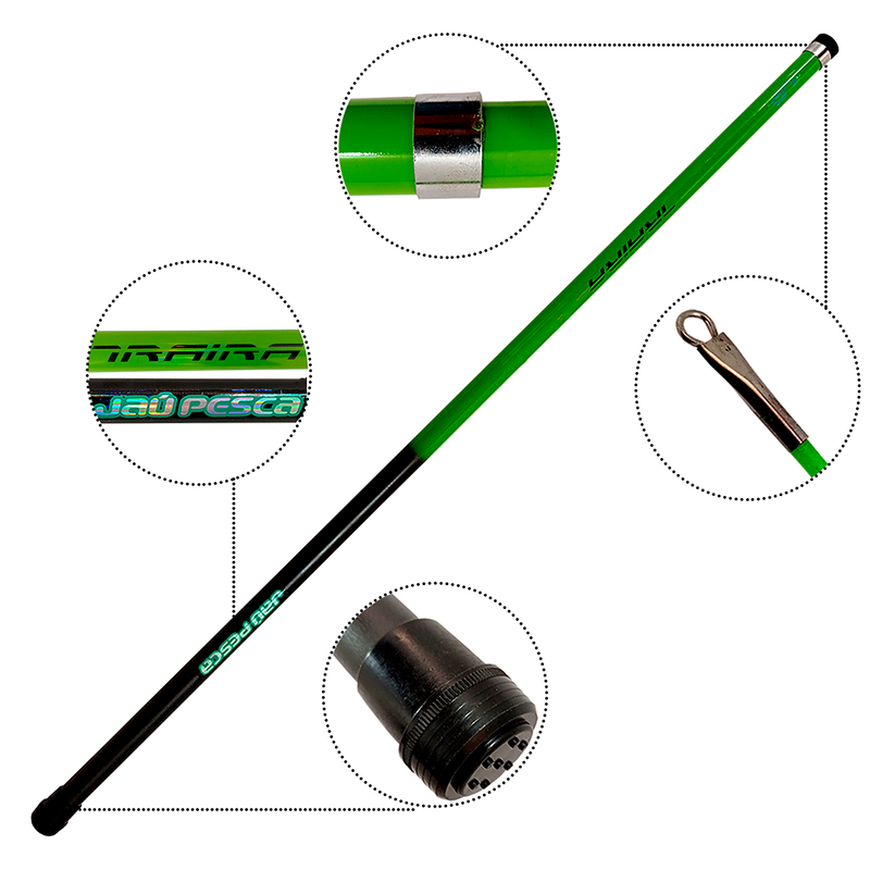 Kit De Pesca 02 Vara Telescópica Gomo Longo JP Traira 5,00m Verde Jaú Pesca e Ace