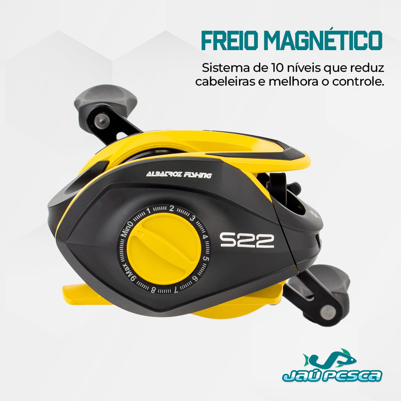 Kit Vara New Diamond 1,50m + Carretilha S22 Yellow Esquerda e Linha mono