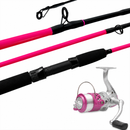 Kit ML Vara Molinete JP PRO 10-20lbs / 12-25lbs Rosa + Molinete Magnum Plus Lady 3000 3 Rolamentos - Jaú Pesca