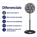 Ventilador de Coluna Turbo 6 Pás 40cm Preto 127V/220V – Ventisol