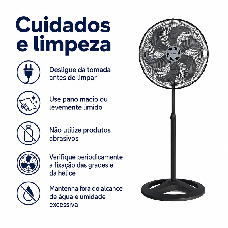 Ventilador de Coluna Turbo 6 Pás 50cm Preto 127V/220V - Ventisol