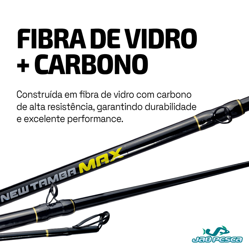 Vara Carretilha New Tamba Max 30-60lbs  2 Partes Preta Jau Pesca
