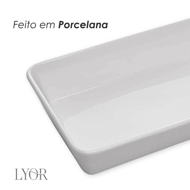 Conjunto 3 Refratários Linea Branco em Porcelana - Lyor