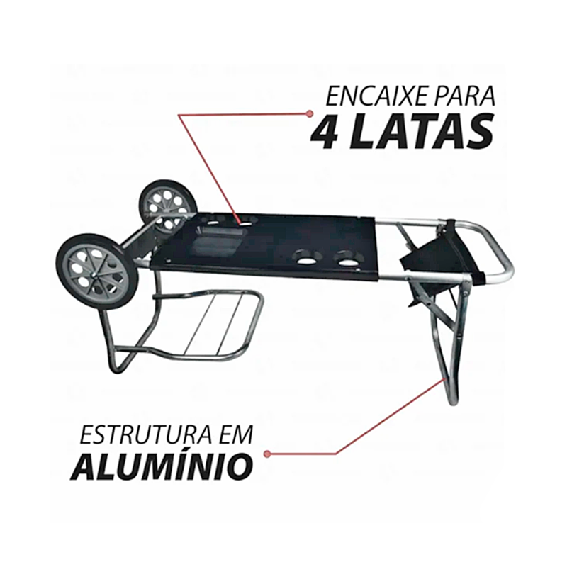 CARRINHO MESA PARA PRAIA ALUMINIO PRETO C/ BOLSA - BEL