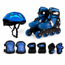 Kit Patins Inline Radical Ajustavel Azul + Proteção Completa Azul M - Bel Sports