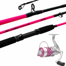 Kit ML Vara Molinete JP PRO 10-20lbs / 12-25lbs Rosa + Molinete Magnum Plus Lady 3000 3 Rolamentos - Jaú Pesca