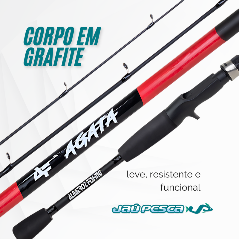 02 - Vara Carretilha AGATA C562 1,65 mts 17 lbs 2 Partes Albatroz