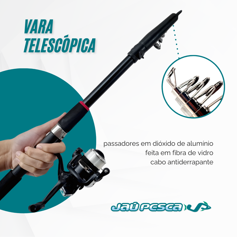 Kit de Pesca Vara + Molinete Maleta Saquinho e Racao Albatroz