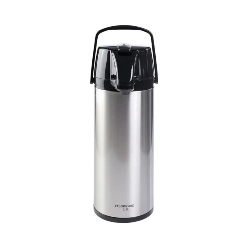 GARRAFA TERMICA EXCLUSIVA 2,5L INOX/PRETO