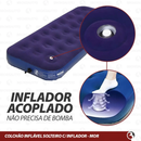 COLCHAO INFLAVEL SOLTEIRO CAMPING + BOMBA DE AR MANUAL 30CM COM 3 BICOS