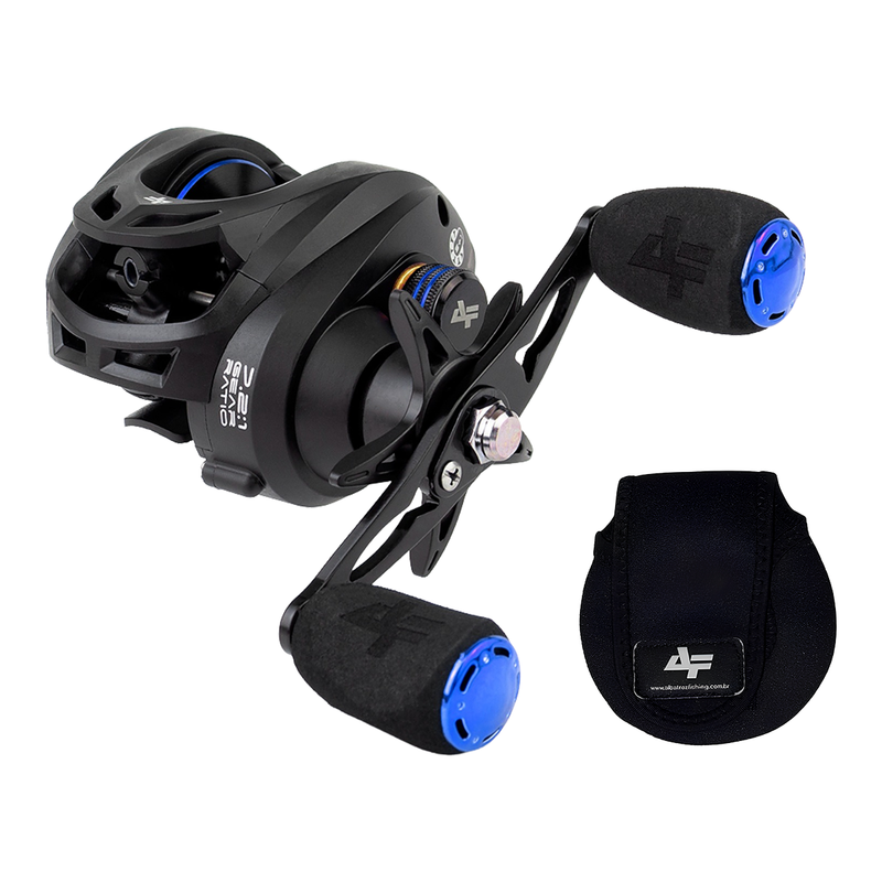 Capa + Carretilha Albatroz M21 Pro Black Blue 6 Rolamentos - Direita