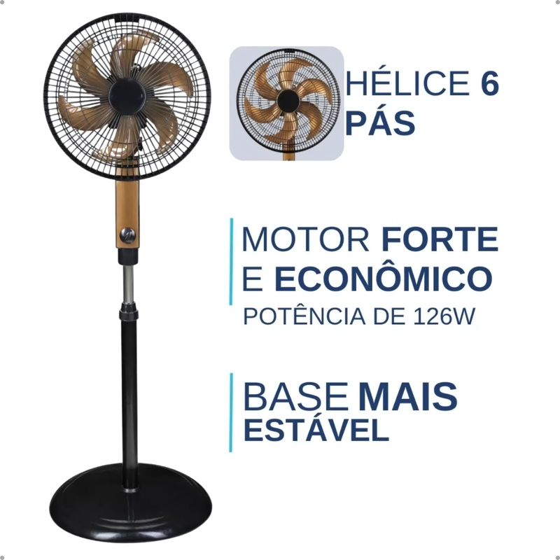 KIT 02 VENTILADORES OSC DE COLUNA 40CM TURBO PRETO/BRONZE 127V VENTIMAIS