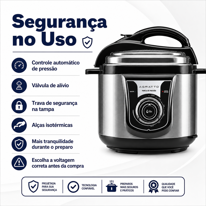 Panela de Pressão Elétrica 4L Inox  - Agratto