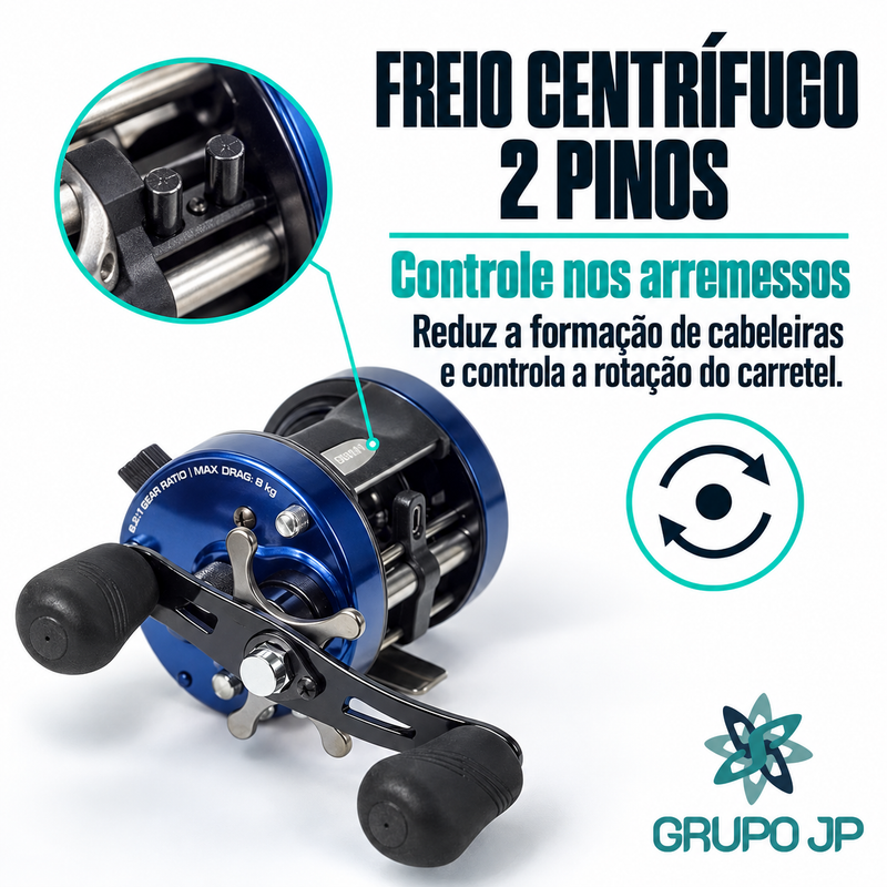 Carretilha Caster EVO 400  3+1 Rolamentos 8kg Drag - Marine
