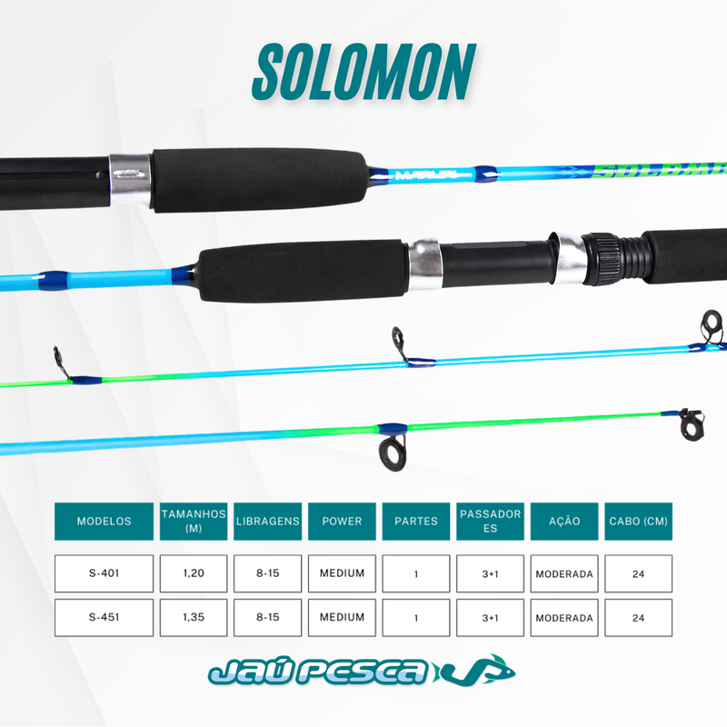 Vara Molinete Solomon 15 lbs Inteiriça Maruri - 1,35m